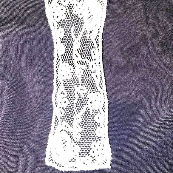 Sadie & Sage Anthropologie Blue & Tan Ruffled V-Neck A-Line Mini Dress Size S - Picture 8 of 10